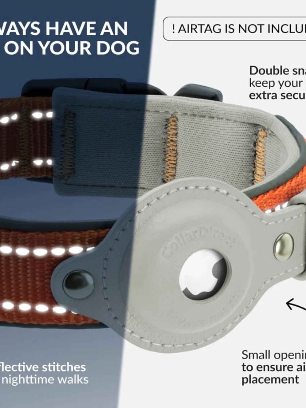 Airtag Dog Collar Small Reflective Orange CollarDirect NIB/NWT